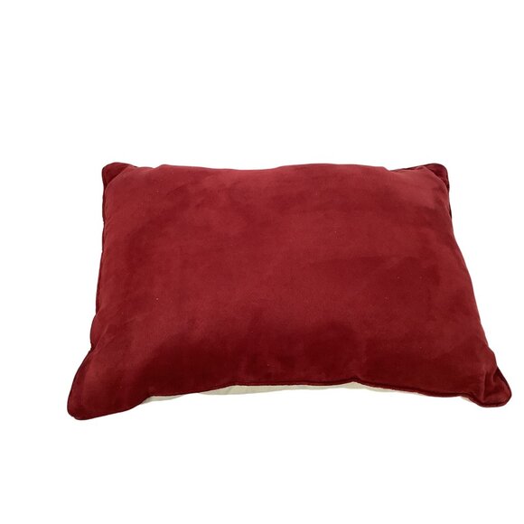 Pillow Red Velour and Cream. “FAMILY” Reversible. 18” X 13” Excellent Condition. - Picture 3 of 6